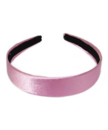 2.5cm (1") Pink Satin Covered Plastic Alice Band Hair Band Headband No Teeth for Women Girls by Glitz4Girlz