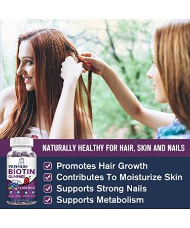 Biotin Gummies for Hair, Skin & Nails Growth - 10000mg Vitamins - Blueberry Flavor - 60 Count Vegan Pectin - Men, Women, Kids - Buy Online on GoSupps.com