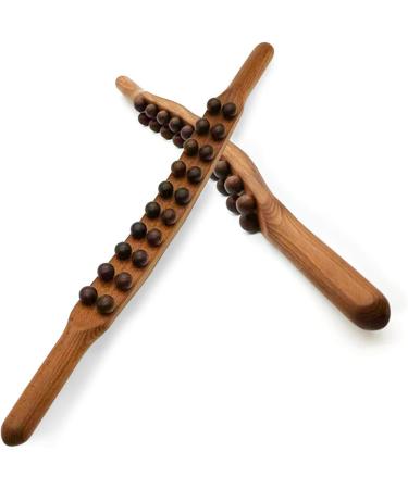 Buy Dellx 20 Beads Gua Sha Scraping Stick Wooden Massage Tool for Muscle Relief & Meridian Therapy Ideal for Back & Waist - Buy Online on GoSupps.com