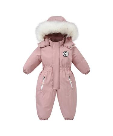 Baby Girls' Snowsuits Kids Waterproof Romper Ski Jackets Suit Boys Fleece Coat Windproof Outwear Pink 12-18 Months