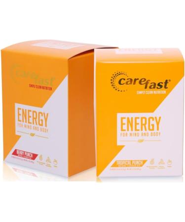 Carefast Natural Energy Powder Drink Mix - Sugar Free Keto Tropical Punch - 15 Servings with Caffeine Vitamins & Minerals - Focus & Endurance Boost - Buy Online on GoSupps.com