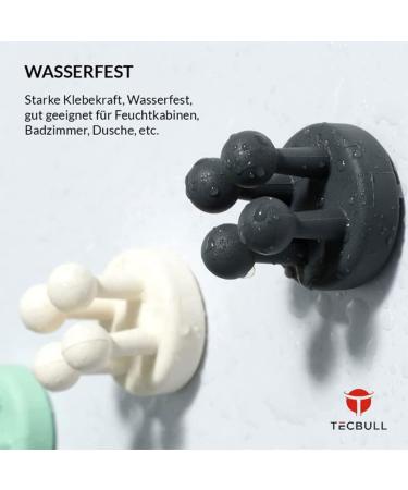 Tecbull Funny Hooks - Self-Adhesive Toothbrush & Razor Holder | No Drilling 6x Black/Gray/White + Replacement Pads - Buy Online on GoSupps.com