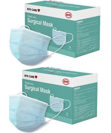 BYD CARE Disposable 3-Ply Masks ASTM Level 3 - 100 Masks for Home, Office, School, Restaurants, Gyms - Pack of 2 Boxes (50 PCs each) - Buy Online on GoSupps.com