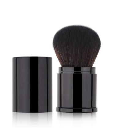 RN BEAUTY Retractable Powder Brushes Foundation Brush Blush Brush Bronzer Brush Face Blender Brush Professional Mineral Blending Buffing Kabuki Makeup Application Portable With Cover - Black