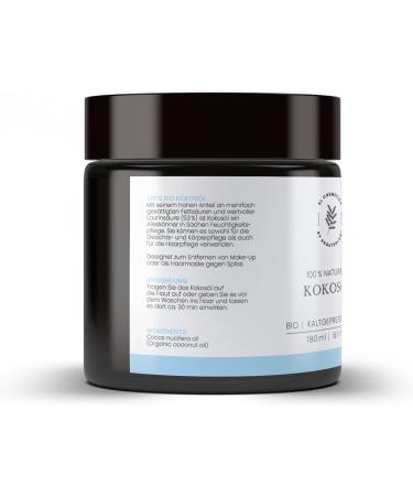 Herballand Organic Cold Pressed Coconut Oil 180ml - Premium Skin & Hair Care - Unrefined Glass Intellers - Buy Online on GoSupps.com