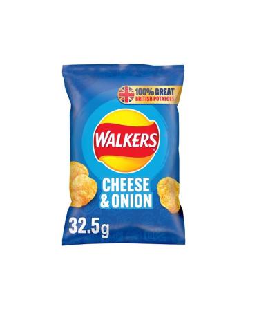 Chips Crisps Bags Collections - Deliciously light & Crispy Chips Bags (Walkers Crisps Cheese & Onion 32.5g 4 Packs)