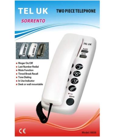 TEL UK 18035W Sorrento Two Piece Telephone - White | Buy Online - Buy Online on GoSupps.com