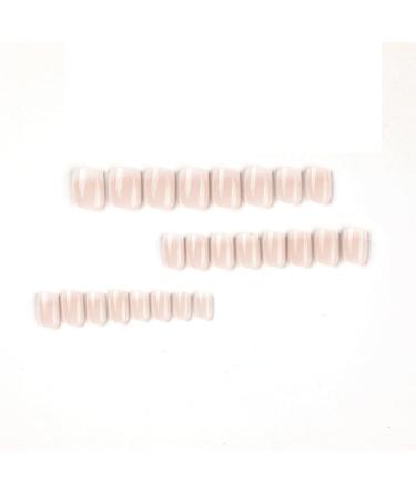 Justotry 24-Pack Beige Angular Press-On Nails - Glossy Nude Gradient & White Fake Nails for Women - Short Square Fingernails Design - Buy Online on GoSupps.com