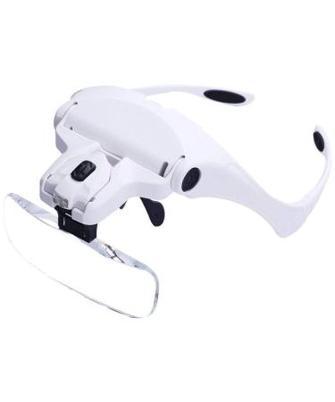 YORKING Head Mount Magnifying Glasses with 2 Led Light 1X to 3.5X Zoom Handsfree Reading Magnifier Glasses with 5 Detachable Lenses for Repairing Crafts Jewelry Reading Aid