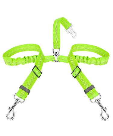 Slowton stroke belt dog car 2 in 1 tangled durable elastic dog belt for the car adjustable reflective seat belt dogs for cars & go out 2 small in 1 lime