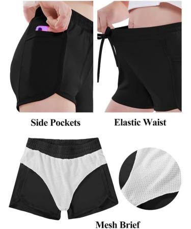 Girls' Quick Dry Athletic Running Shorts with Mesh Liner Pockets - Black | Size 12 Years - Buy Online on GoSupps.com