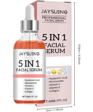 JAYSUING Collagen serum 5in1 facial treatment with hyaluronic acid collagen niacinamide vitamins C and E porereducing hydration formula suitable for all skin types nonirritating alcoholfree - Buy Online on GoSupps.com