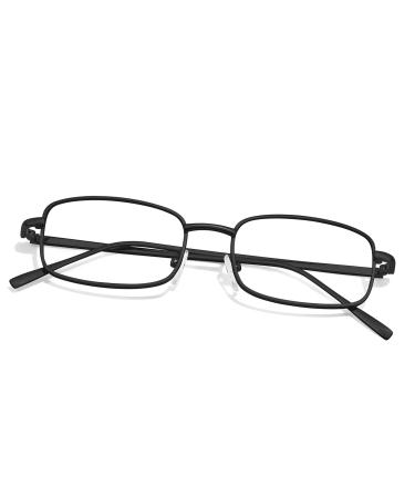 TJUTR Fashion Clear Glasses Non Prescription Fake Glasses for Women Blue Light Blocking Rectangle Metal Glasses Frame 733-V2 Black-v2
