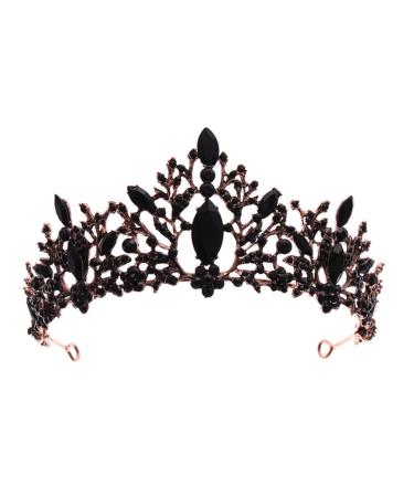 Minkissy Black Queen Crown Baroque Queen Crown Vintage Wedding Tiara for Wedding Quinceanera Birthday