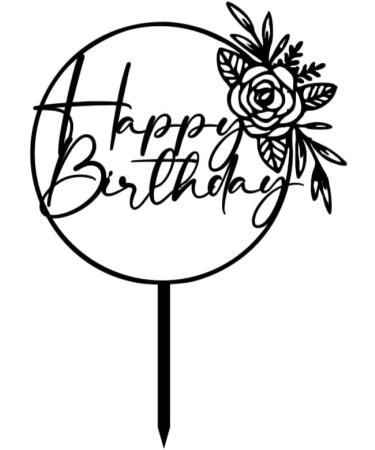 Elegant Happy Birthday Cake Topper Acrylic Cake Topper (MIRROR GOLD) - Buy Online on GoSupps.com