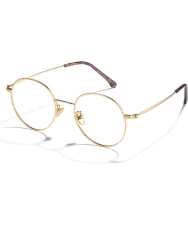 Cyxus Round Wire Frame Blue Light Glasses - UV Blocking Computer Eyewear for Men and Women - Gold - Buy Online on GoSupps.com