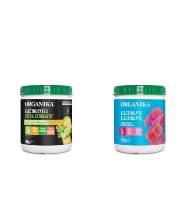 Organika Electrolytes Extra-Strength Powder- Lemon Lime- High in Sodium for Sport Recovery & Electrolyte Drink Mix - Raspberry flavour- Zero Sugar Hydration- 350 gram - 100 Servings