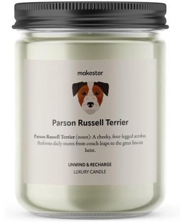 Parson Russell Terrier Candle - Handcrafted 220g Soy Wax with Vanilla Jasmine & Almond - Unique Dog Gift by Makester - Buy Online on GoSupps.com