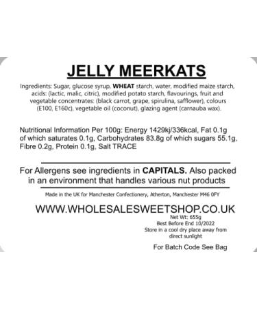 Ellies Jellies Jelly Meerkats 655g Square Tub Fruity Flavour Colourful Jellies Gummy Sweets Enjoyable Design - Buy Online on GoSupps.com