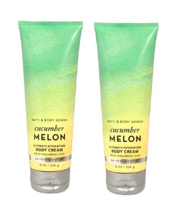 Bath & Body Works Ultimate Hydration Body Cream For Women 8 Fl Oz 2- Pack (Cucumber Melon) Cucumber Melon 8 Ounce (Pack of 2)