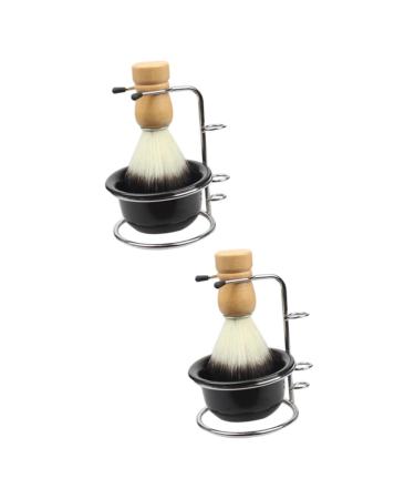 Minkissy 2 sets of razor foam shell body care hairdresser shaving brush shave holder for bare turf rats roofs shaving brushes shaving cups with stands.