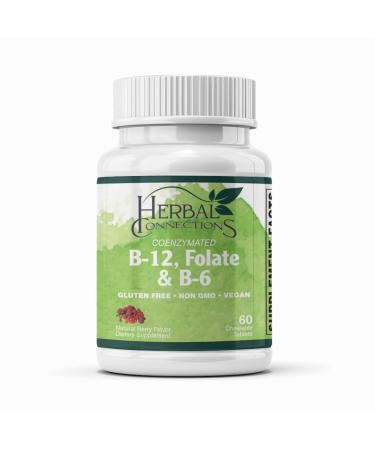 Coenzymated B-12 + Folate + B-6 Sublingual Lozenges Active Methyl cobalamin L-5-MTHF & P-5-P for Natural Energy Homocysteine Mood & Prenatal Support | Vegan Non-GMO | 60 Fast-Dissolve Tablets