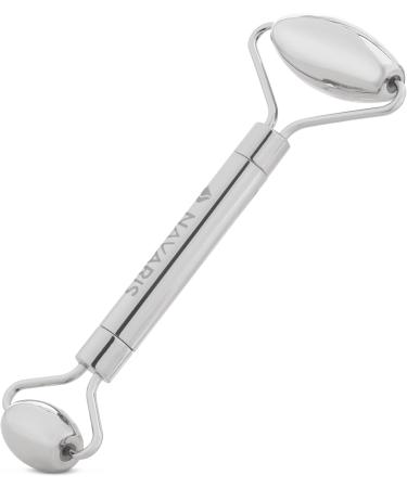 Navaris Stainless Steel Face Roller Scooter - Dual-Head Massage Device with Large & Small Rollers - Enhance Your Skincare Routine - Buy Online on GoSupps.com