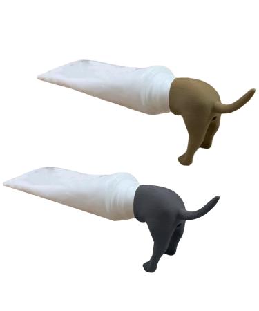 2 PCs toothpaste attachment figure tooth paste topper dog butt paste topper toothpaste donor funny toothpaste-topper self-closing toothpaste cap too-paste cap to toothpaste attachment (gray+brown)