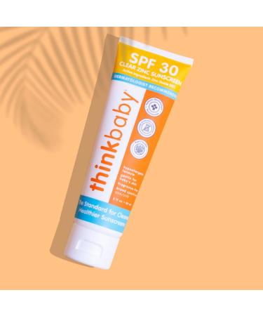 Thinkbaby SPF 30 Clear Zinc Sunscreen - Hypoallergenic Mineral Lotion for Kids, Waterproof UVAUVB Protection, 3 fl oz Travel Size - Buy Online on GoSupps.com