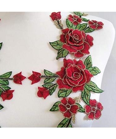 Red Rose Embroidery Flower Sew On Patch - Clothing & Bag Accessories - Buy Online on GoSupps.com