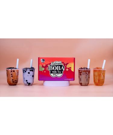 J WAY Instant Boba Bubble Pearl Variety Milk Tea Fruity Tea Kit with Authentic Brown Sugar Caramel Fruity Tapioca Boba  Ready in Under One Minute  Paper Straws Included - Gift Box - 10 Servings Variety Milk Tea with Fruity - Buy Online on GoSupps.com