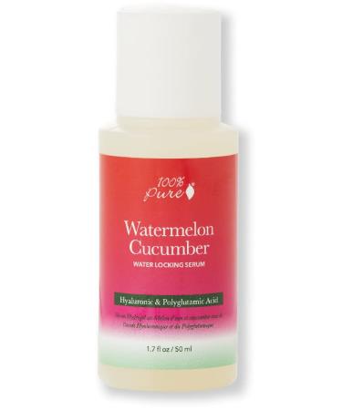 100% PURE Watermelon Cucumber Water Locking Serum for Face Moisturizing Glow Skin Care - Hyaluronic Acid Boost to Replenish Hydrate & Plump Dry Thirsty Skin Vegan - 1.7 fl oz