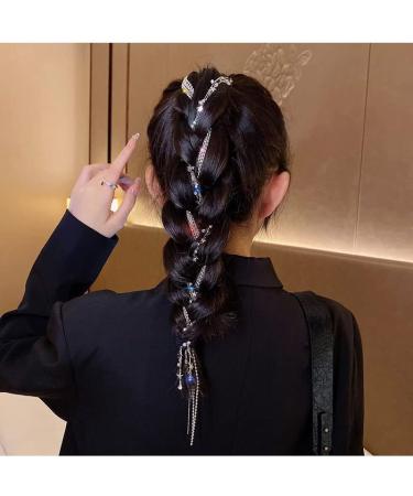 fdsmall Rhinestone Hair Chains Tassel Hair Clip Chain Punk Long crystal hair chains for Women Girls Party Hair Accessories - Buy Online on GoSupps.com