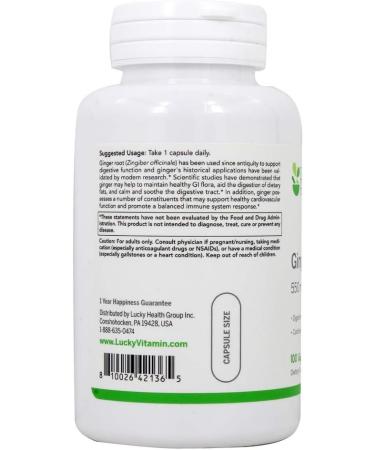 LuckyHerbs - Ginger Root Digestive Support 550 mg. - 100 Veg Capsules - Buy Online on GoSupps.com