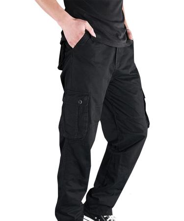 Men's Black Cargo Pants - Casual Relaxed Fit, Multi-Pockets, Combat Safety Trousers - 6X-Large - Buy Online on GoSupps.com