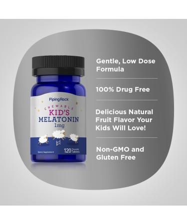Piping Rock Kids Melatonin 1mg | 120 Chewable Tablets | Supplement for Children | Vegetarian Non-GMO Gluten Free - Buy Online on GoSupps.com