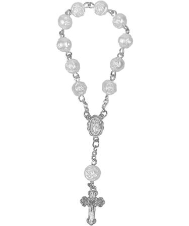 Oralgo Handmade Adjustable Rosary Bracelet | Silver Pearl Wrist Jewelry | Comfort Fit Religious Prayer Strap - Buy Online on GoSupps.com