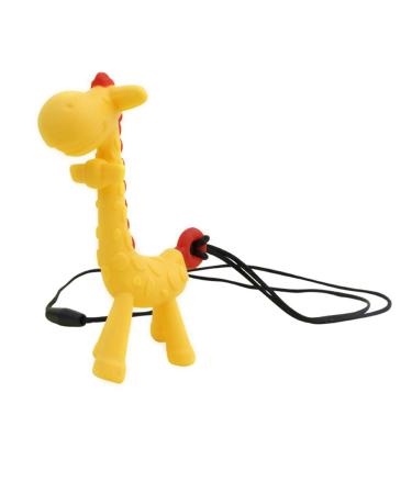 shlutesoy Cartoon Giraffe Pendant Mom Necklace Baby Teething Chew Silicone Teether Yellow