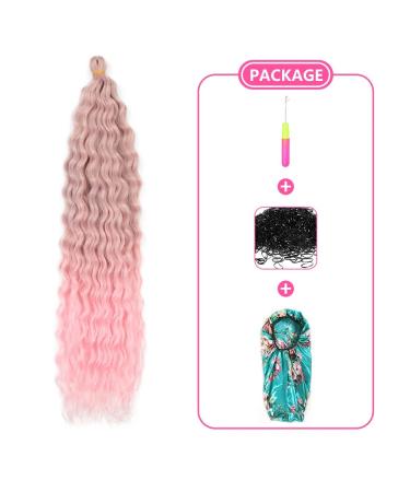 22 Inch Deep Twist Crochet Hair Ocean Wave Curly Bohemian Braids | Synthetic Hair Extensions in Gray/Pink 3 Pack Bundle for Women & Girls - Buy Online on GoSupps.com
