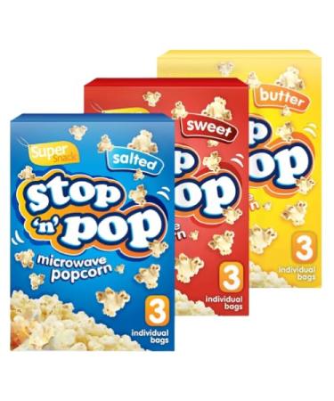 Stop n Pop Popcorn Pick N Mix - Create Custom Popcorn Combo with 2+ Flavours | Butter Sweet Salted | 3 (85g) Packs - Perfect Popcorn Gift Set for Popcorn Lovers 100.00 g (Pack of 3)