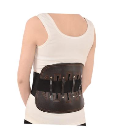 Belt Straps for Men | Leather Back Brace Support - Unisex Lumbar Protector | Durable Waist Supporter 86x25x2cm Brown - Buy Online on GoSupps.com