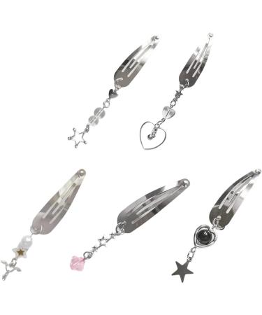 Y2K Snap Hair Clip for Women Hair Barrette Clip for Thick Thin Hair Hollow Star Bead-Silver Barrette Exquisite Hair Clip Heart Hair Barrettes for Women - Buy Online on GoSupps.com