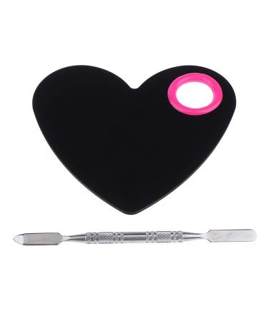 MagiDeal Heart Shaped Makeup Mixing Palette & Spatula Tool Kit - Black | Perfect for Color Mixing | International Shipping Available - Buy Online on GoSupps.com