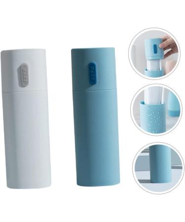 VOSAREA 4-Pcs Toothbrush Storage Cup Set - Travel Toothpaste Holder & Outdoor Toothbrush Case (Blue & White) | Perfect for International Shipping - Buy Online on GoSupps.com