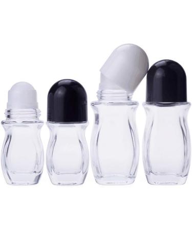 Refillable Glass Bottles - 2 x 30ml for Essential Oils Deodorant Lip Oil Aromatherapy - Transparent with Plastic Ball & Black Cap - Buy Online on GoSupps.com