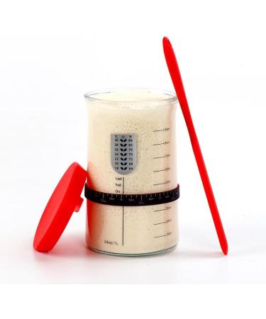surebuy Sourdough Starter Jar Kit Lid Set 34oz Wide Mouth Silicone Scraper Cloth Cover Thermometer Design Measuring Spoon For Sourdough Baking Flour jar All Flours Red (1 Kit) - Buy Online on GoSupps.com