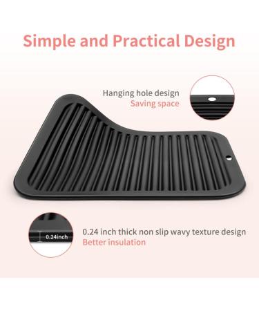 Large Silicone Heat Resistant Mat for Hair Styling Tools - Professional Curling Iron & Hair Straightener Mat - Flat Iron Mat with Velcro - Travel Friendly (Black) - Buy Online on GoSupps.com
