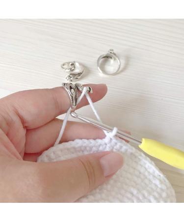 3 Pcs Adjustable Knitting Loop Crochet Loop Knitting Accessories  Hand-Made Silver-Plated Copper Rings  Faster Crocheting  Advanced Peacock Ring  Yarn Guide Finger Holder Knitting Thimble - Buy Online on GoSupps.com