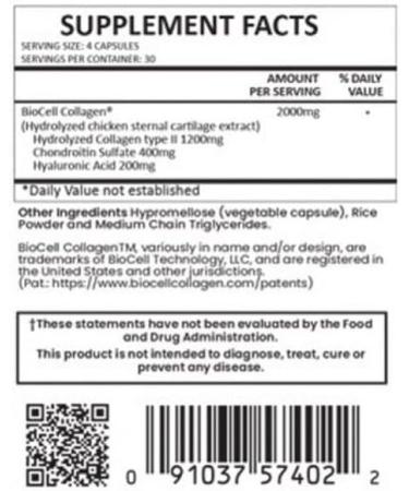 Joint and Skin Matrix with Biocel Collagen 120 capsules - Buy Online on GoSupps.com