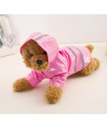 Outdoor Puppy Pet Rain Coat with Hood Waterproof Jackets PU Reflective Raincoat for Dogs Cats Apparel Clothes XL Pink - Buy Online on GoSupps.com